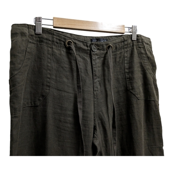 Sanctuary wide leg linen dark green pants size 32 - Picture 3 of 6